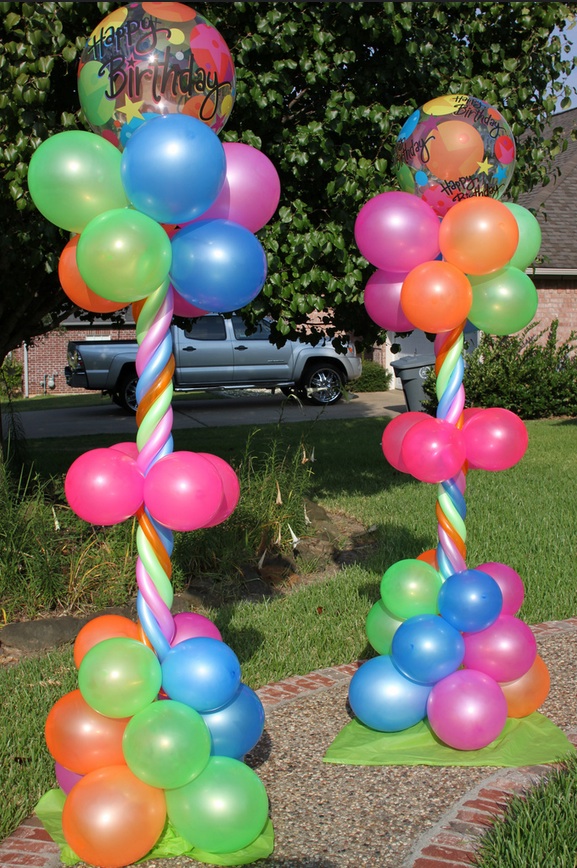 Neon-Balloon-Columns - Celebrity Party Planner